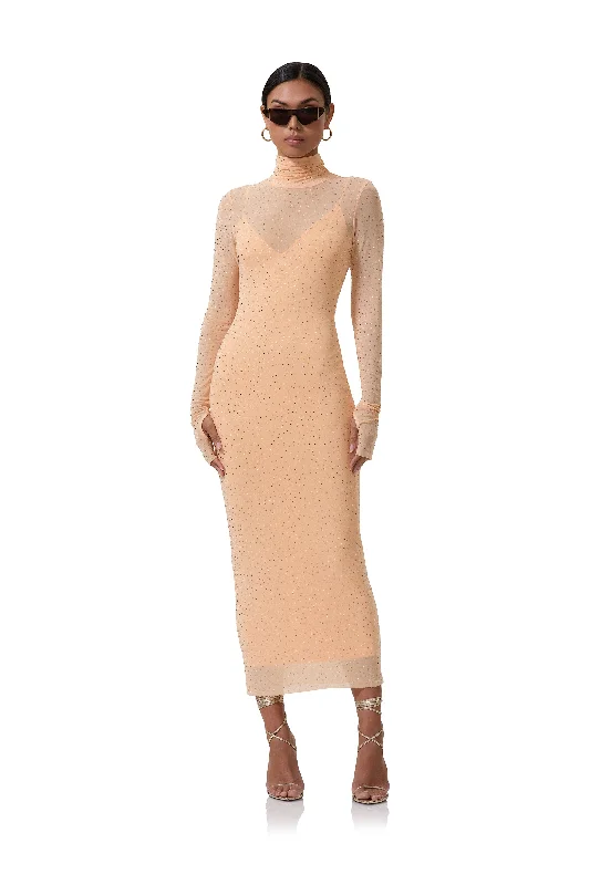 Shailene Rhinestone Dress - Peach Fuzz