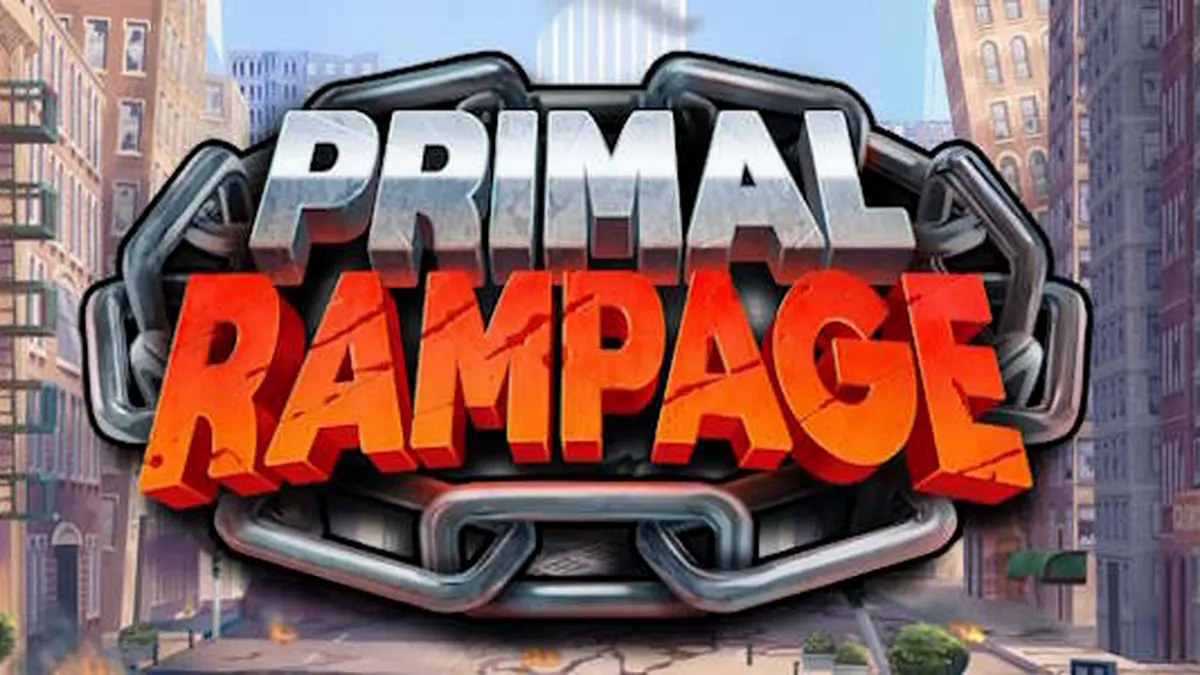Cenário de selva densa com elementos de jogo de slot Primal Rampage